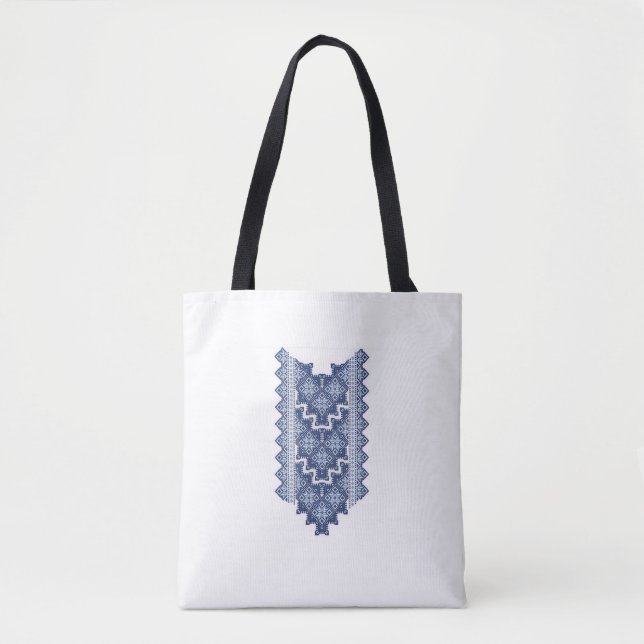 Blue Ethnic Pattern Tote Bag (Front)