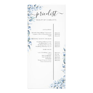 Blue Eucalyptus Salon Price List   Foam Board Rack Card