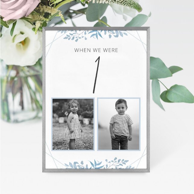 Blue Eucalyptus Wedding Age Table Number Card (Creator Uploaded)