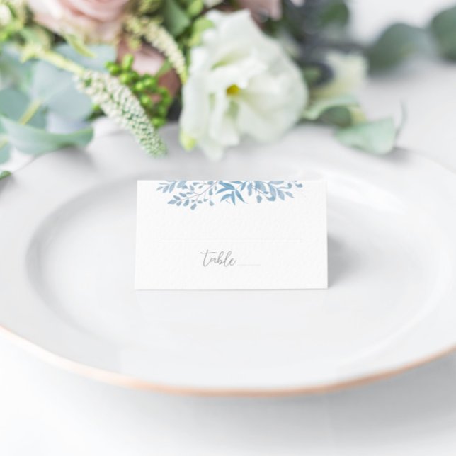 Blue Eucalyptus Wedding Blank Place Cards (Creator Uploaded)