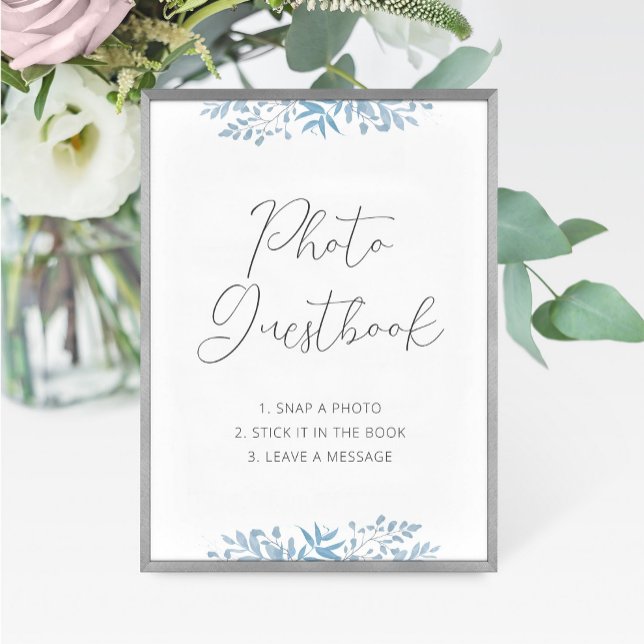 Blue Eucalyptus Wedding Photo Guestbook Sign (Creator Uploaded)