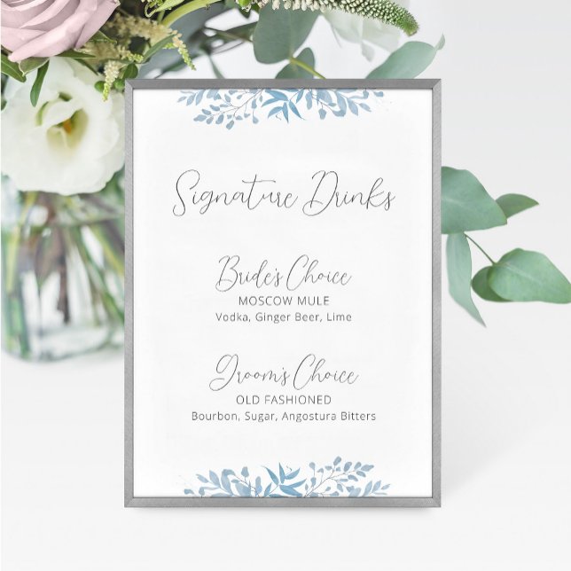 Blue Eucalyptus Wedding Signature Drinks Sign (Creator Uploaded)