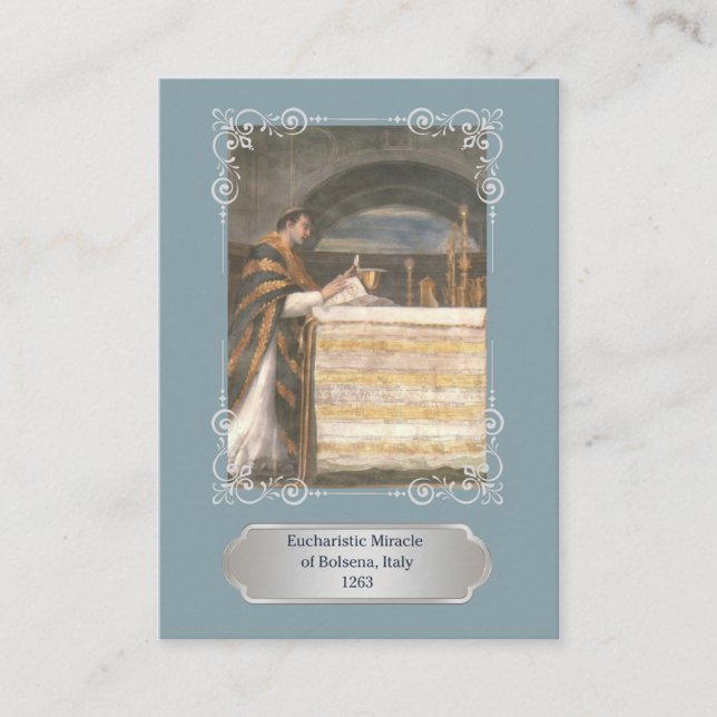 Blue Eucharistic Miracle Communion Prayer Card (Front)