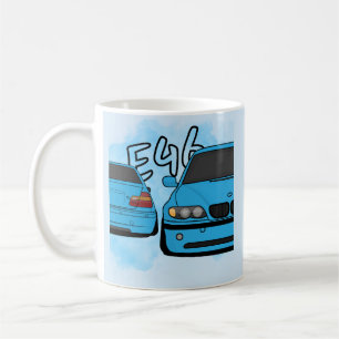 Blue European Sports Sedan Cartoon Car Enthusiast Coffee Mug