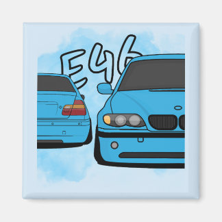 Blue European Sports Sedan Cartoon Car Enthusiast Magnet