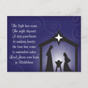 Blue Evening Christmas Nativity Postcard