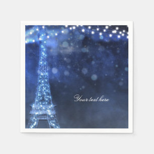 Blue Evening Enchanted Night in Paris Eiffel Tower Napkin