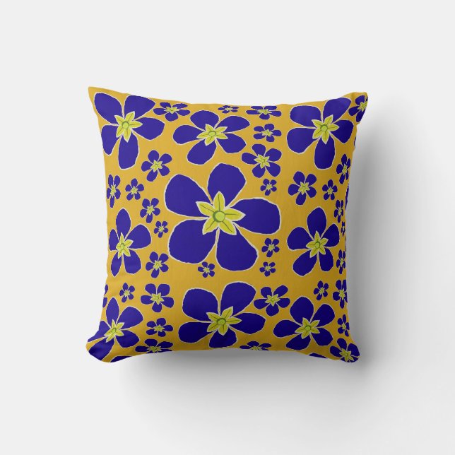 Blue Evening Primrose Throw Pillow (Front)