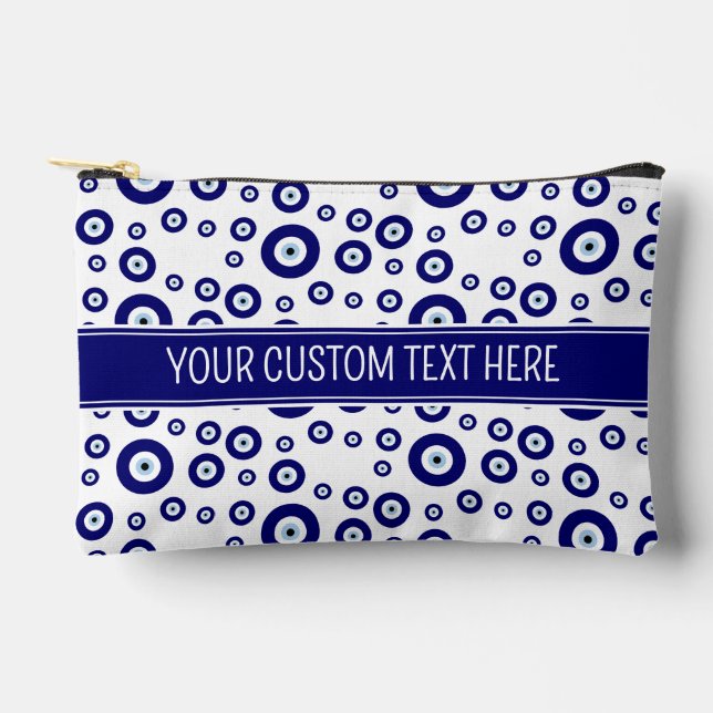 Blue Evil Eye Good luck & Protection Symbol Accessory Pouch (Front)