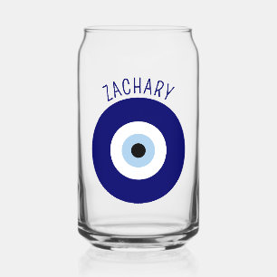 Blue Evil Eye Good luck & Protection Symbol Can Glass