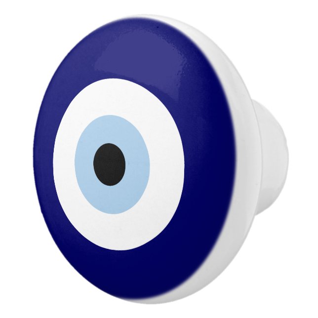 Blue Evil Eye Good luck & Protection Symbol Ceramic Knob (Right)