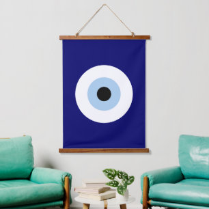 Blue Evil Eye Good luck & Protection Symbol Hanging Tapestry