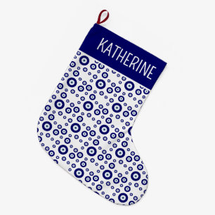 Blue Evil Eye Good luck & Protection Symbol Large Christmas Stocking
