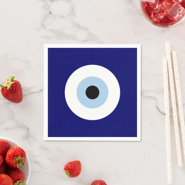 Blue Evil Eye Good luck & Protection Symbol Napkin (Insitu)