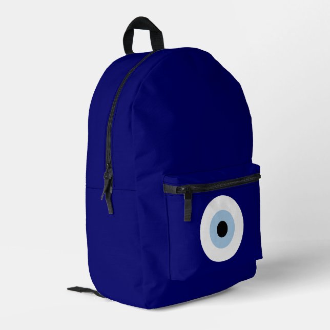 Blue Evil Eye Good luck & Protection Symbol Printed Backpack (Back Corner Left)