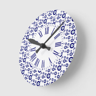 Blue Evil Eye Good luck & Protection Symbol Round Clock