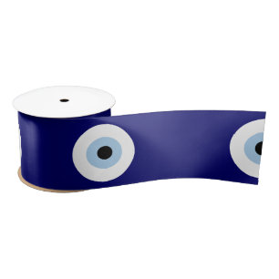 Blue Evil Eye Good luck & Protection Symbol Satin Ribbon