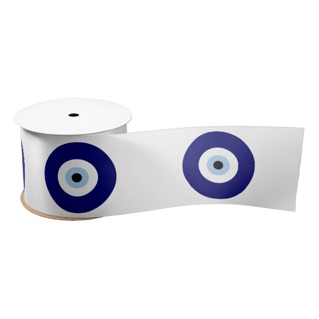 Blue Evil Eye Good luck & Protection Symbol Satin Ribbon (Spool)