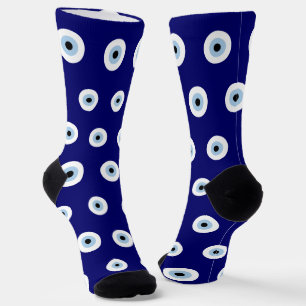 Blue Evil Eye Good luck & Protection Symbol Socks