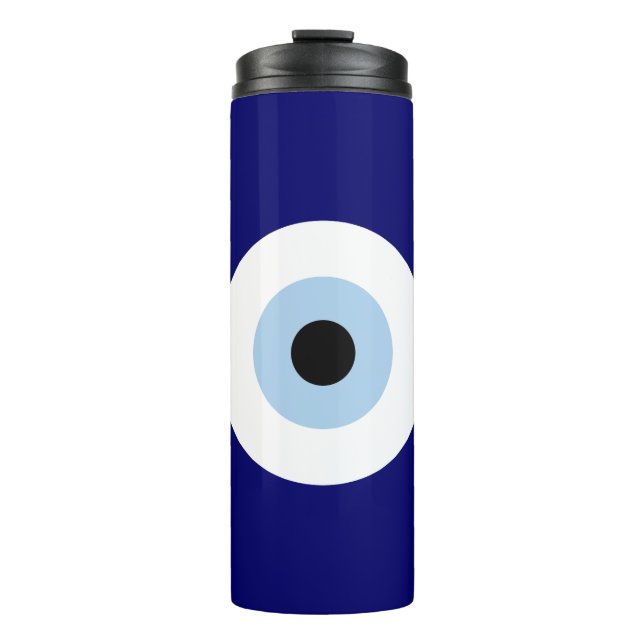 Blue Evil Eye Good luck & Protection Symbol Thermal Tumbler (Front)