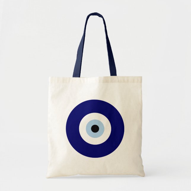 Blue Evil Eye Good luck & Protection Symbol Tote Bag (Front)