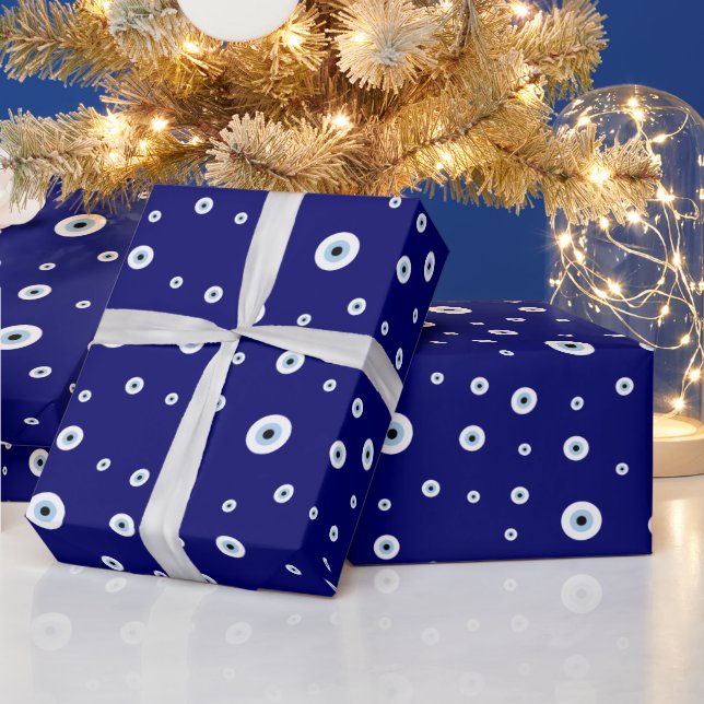 Blue Evil Eye Good luck & Protection Symbol Wrapping Paper (Holidays)