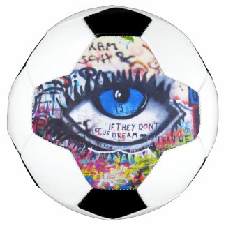 Blue evil eye modern graffiti soccer ball