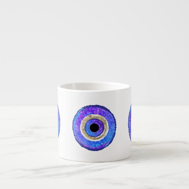 Blue Evil Eye Protection Espresso Cup (Front)