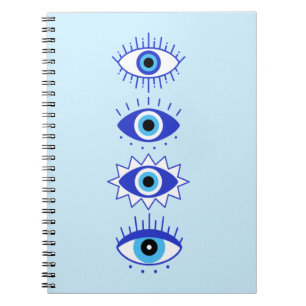 Blue Evil Eyes Energy Meditation Hamsa  Mystical  Notebook