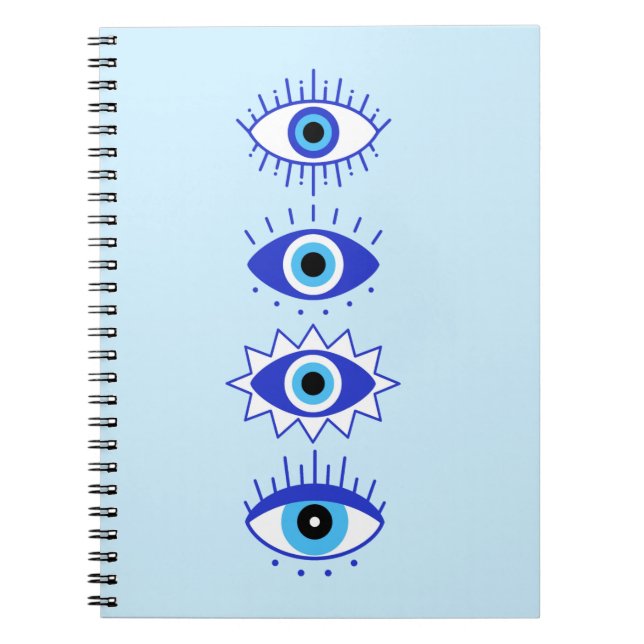 Blue Evil Eyes Energy Meditation Hamsa  Mystical  Notebook (Front)
