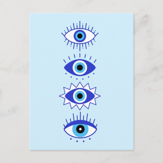Blue Evil Eyes Energy Meditation Hamsa  Mystical  Postcard (Front)