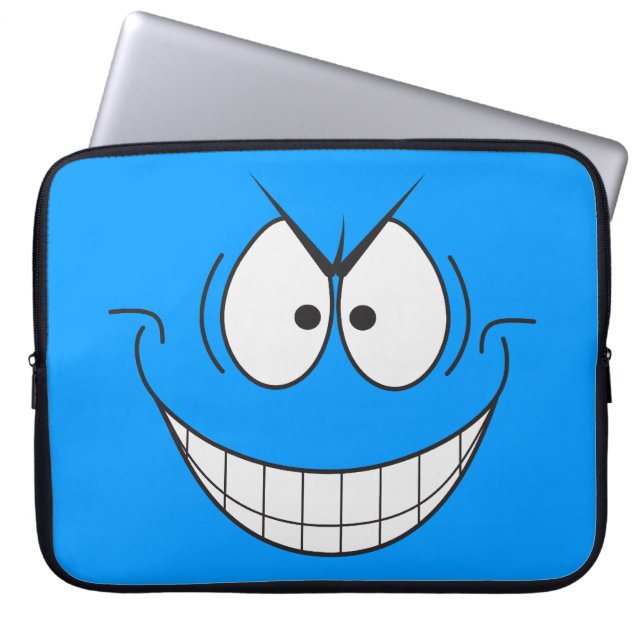 Blue Evil Genius Villain Face Laptop Sleeve (Front)