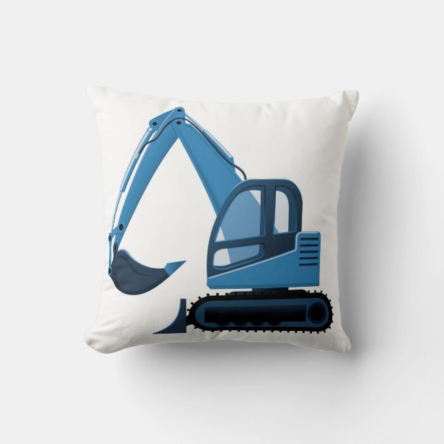 Blue Excavator Pillow (Front)