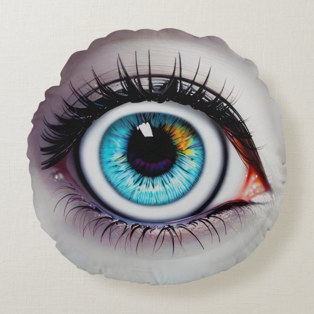 Blue Eye and Lashes Round Cushion (Front)