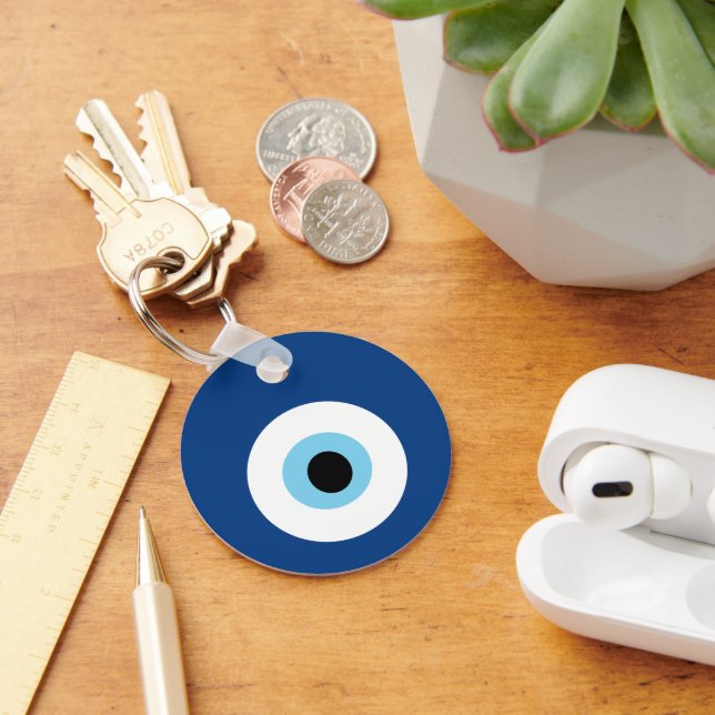 Blue Eye Bead Nazar Amulet against Evil Eye Key Ring (Desk)