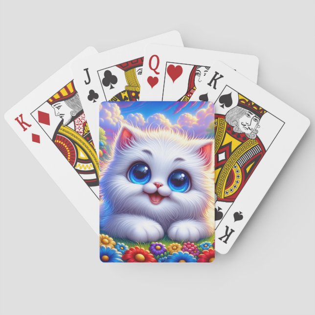 Blue eye cartoon cat playing cards (Back)