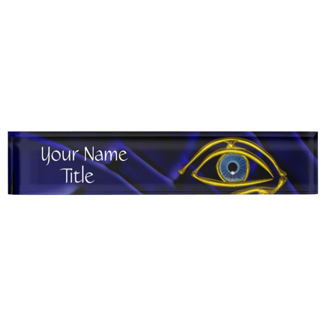 BLUE EYE Doctor Oculist,Ophthalmic Gold Symbol Nameplate (Front)