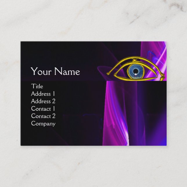 BLUE EYE Doctor,Ophthalmic,Oculist Symbol,Purple Business Card (Front)