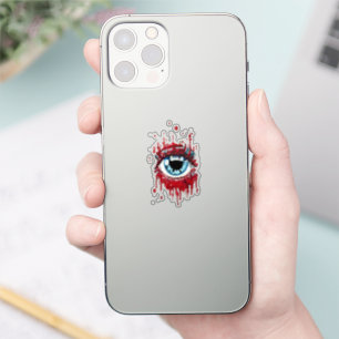 Blue Eye Dripping Blood horror art