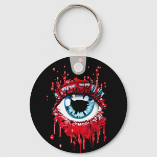 Blue Eye Dripping Blood horror art Key Ring