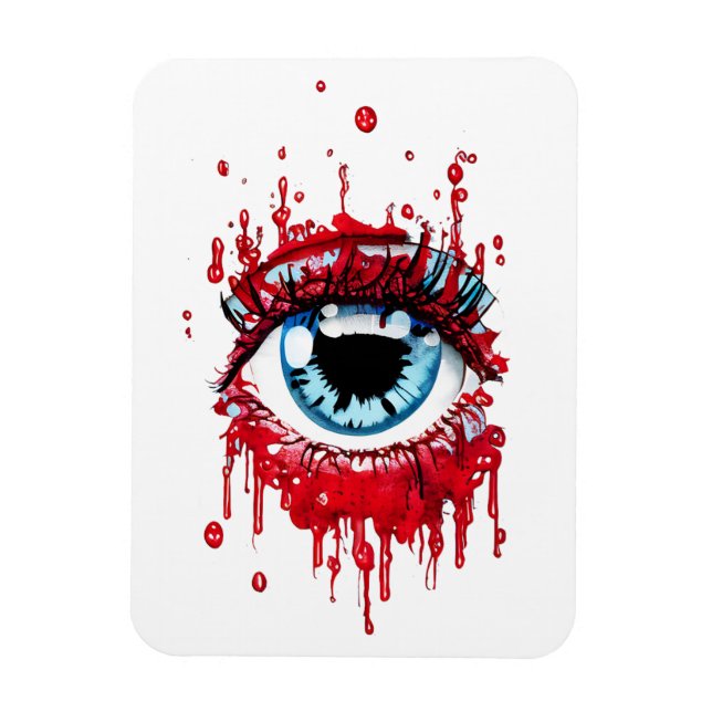Blue Eye Dripping Blood horror art Magnet (Vertical)