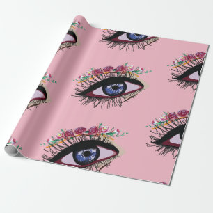 Blue Eye & Flowers Wrapping Paper
