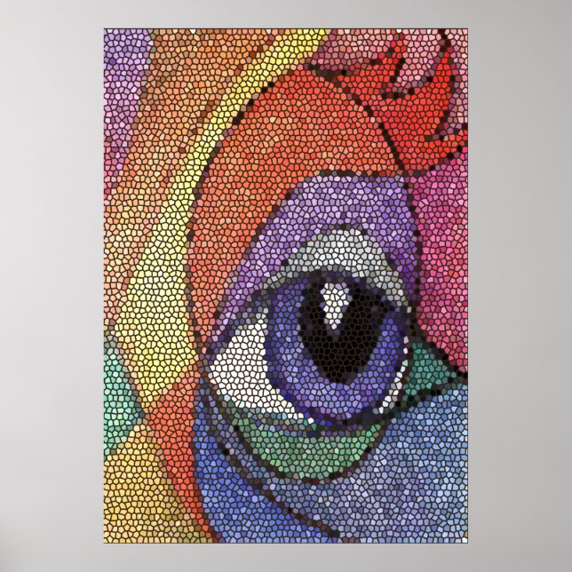 Blue Eye fractal stained looking glass Poster (Front)
