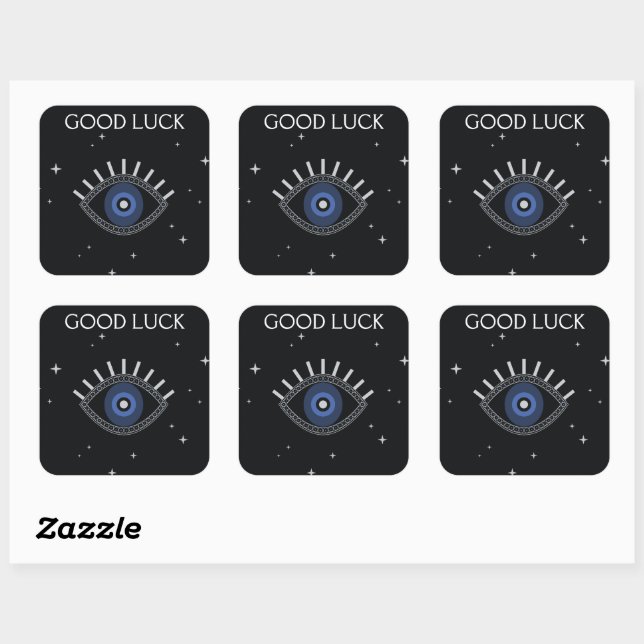 Blue eye good luck, evil eye protection square sticker (Sheet)
