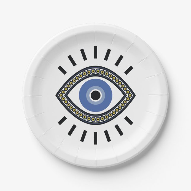 Blue eye good luck protection bead talisman paper plate (Front)
