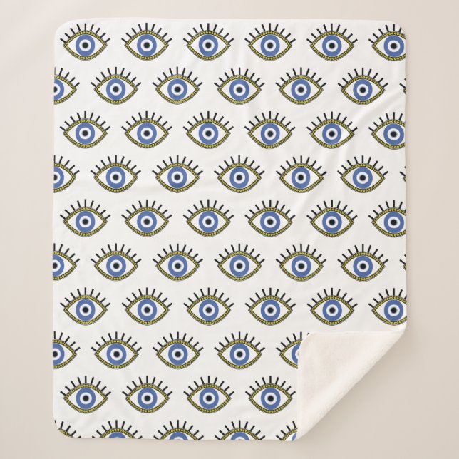 Blue eye, good luck, protection from evil eye  sherpa blanket (Front)