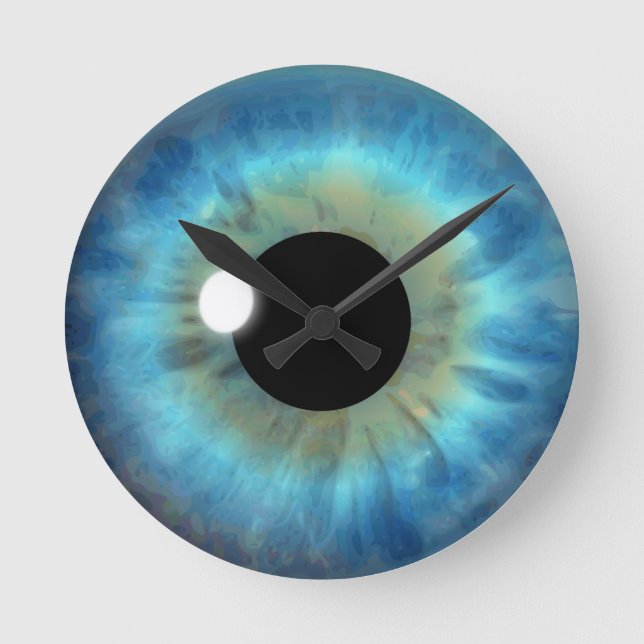 Blue Eye Iris Eyeball Medium Custom Round Clock (Front)