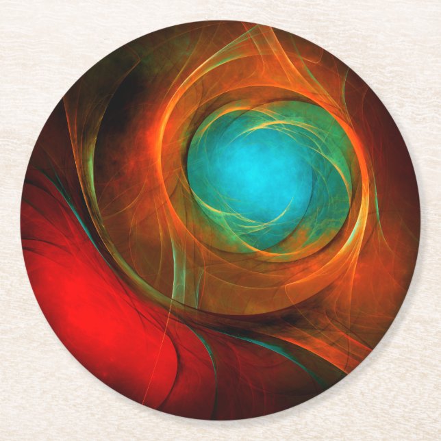 Blue Eye Modern Abstract Fine Art Cool Pattern #16 Round Paper Coaster (Front)