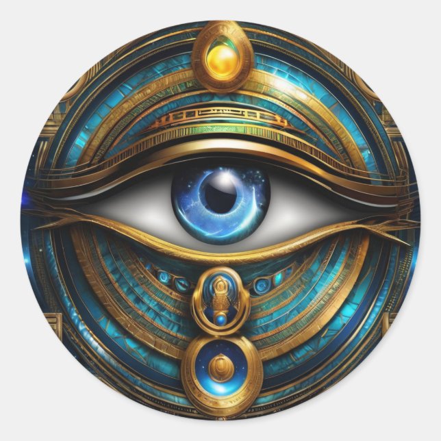 Blue Eye of Egypt Classic Round Sticker (Front)