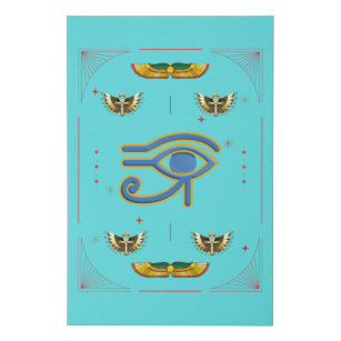 Blue Eye of Horus Egyptian Symbol Unk With Wings  Faux Canvas Print